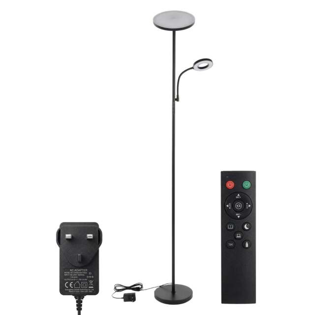 Rackhams Mother & Child Floor Lamp Uplighter Adjustable Reading Light with Remote - image 1