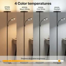 Rackhams Mother & Child Floor Lamp Uplighter Adjustable Reading Light with Remote - thumbnail 4