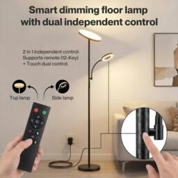 Rackhams Mother & Child Floor Lamp Uplighter Adjustable Reading Light with Remote - thumbnail 6