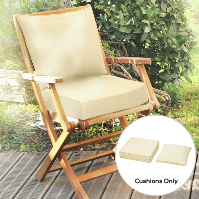 Rackhams Outdoor Seat and Back Cushion Set, Deep Seating Chair Cushion, Beige - image 1