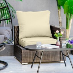 Rackhams Outdoor Seat and Back Cushion Set, Deep Seating Chair Cushion, Beige - thumbnail 3