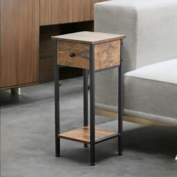 Rackhams Industrial Narrow Bedside Table With Drawer - thumbnail 3