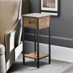 Rackhams Industrial Narrow Bedside Table With Drawer - thumbnail 5