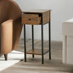 Rackhams Industrial Narrow Bedside Table With Drawer - thumbnail 6