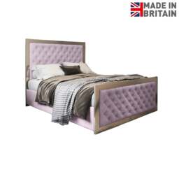Rackhams Maddison Upholstered Soft Velvet Metal Bed Frame - Pink - Pink - Double - thumbnail 6