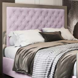 Rackhams Maddison Upholstered Soft Velvet Metal Bed Frame - Pink - Pink - Double - thumbnail 2