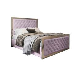 Rackhams Maddison Upholstered Soft Velvet Metal Bed Frame - Pink - Pink - Double - thumbnail 5