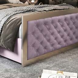 Rackhams Maddison Upholstered Soft Velvet Metal Bed Frame - Pink - Pink - Double - thumbnail 3