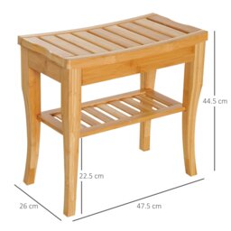 Rackhams 45 cm 2-Tier Slatted Shower Bench Storage Seat w/ 4 Legs Safe Bathroom - thumbnail 4