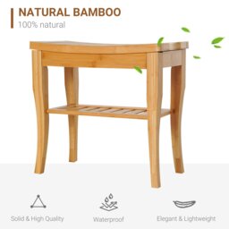 Rackhams 45 cm 2-Tier Slatted Shower Bench Storage Seat w/ 4 Legs Safe Bathroom - thumbnail 6
