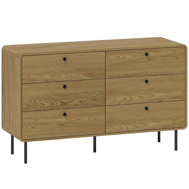 Rackhams Chest of Drawers, 6 Drawer Dresser - Oak