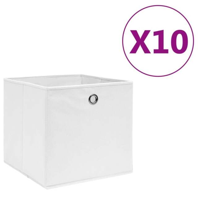 Rackhams Storage Boxes 10 pcs Non-woven Fabric 28x28x28 cm White - image 1