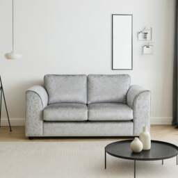 Rackhams Crystal Crushed Velvet 2 Seater Sofa Full Back - Silver - thumbnail 1