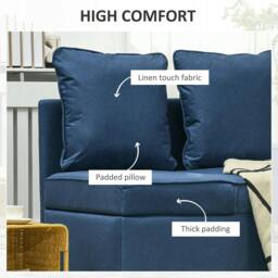 Rackhams 3-In-1 Single Sofa Bed with Thick Padded Seat & 5-position Adjustable Back for Living Room, Bedroom, Blue - thumbnail 6