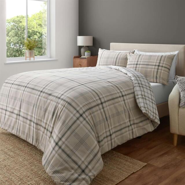 Rackhams Kelso Check Natural Duvet Cover Set - Double - image 1