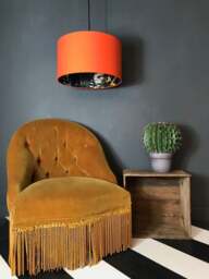 "Rackhams Midnight Blue Lemur Silhouette Lampshade in Tangerine Orange - Ceiling Pendant / Arc Lamp - 70cm Diameter x 30cm Height / (27"" x 12"")" - thumbnail 4