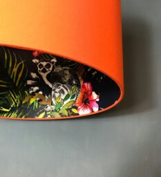 "Rackhams Midnight Blue Lemur Silhouette Lampshade in Tangerine Orange - Ceiling Pendant / Arc Lamp - 70cm Diameter x 30cm Height / (27"" x 12"")" - thumbnail 3