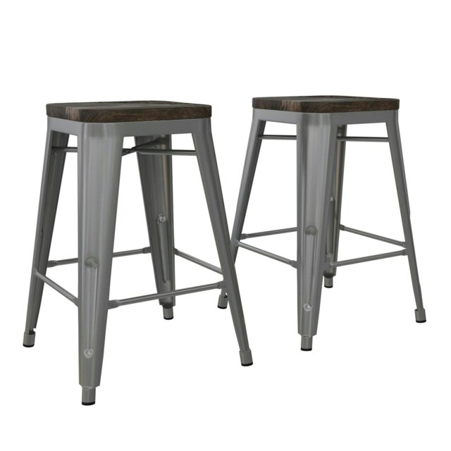 Rackhams Fusion Counter Stool in Metal Silver - 2 Pieces - Silver - image 1
