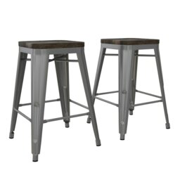 Rackhams Fusion Counter Stool in Metal Silver - 2 Pieces - Silver - thumbnail 1