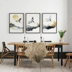 Rackhams Art For Huge Wall - Set of 3 Asian Inspired Wall art Prints - A2 16.54 x 23.39 in / 42 x 59.4 cm - Satin Photo paper 280 gsm - White Frame - thumbnail 4