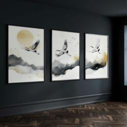 Rackhams Art For Huge Wall - Set of 3 Asian Inspired Wall art Prints - A2 16.54 x 23.39 in / 42 x 59.4 cm - Satin Photo paper 280 gsm - White Frame - thumbnail 2