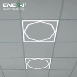 Rackhams 60x60cm LED Frame Panel Light with Hexagon Inner Lights - 40W, Cool White - Pack of 4 - 6500K - thumbnail 6