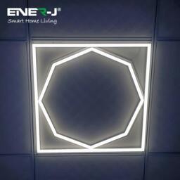 Rackhams 60x60cm LED Frame Panel Light with Hexagon Inner Lights - 40W, Cool White - Pack of 4 - 6500K - thumbnail 4