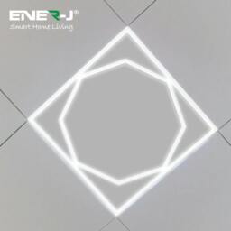 Rackhams 60x60cm LED Frame Panel Light with Hexagon Inner Lights - 40W, Cool White - Pack of 4 - 6500K - thumbnail 5