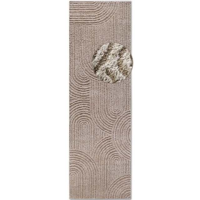 Rackhams High Pile Beige Rug Chappe – Soft Geometric - 80X240 cm - image 1