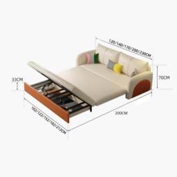 Rackhams Sibyl Two Seater Sofa Bed - Option 10 Beige + Yellow - 200cm (with two drawers) - thumbnail 5
