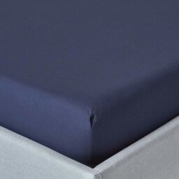 Rackhams Crisp & Cool 200 TC Egyptian Cotton Percale Fitted Sheet – 46 cm Extra Deep - Navy Blue - Single - thumbnail 1