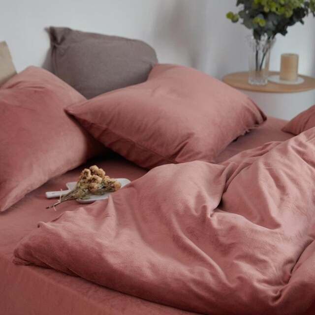 Rackhams ST254 Velvet Duvet Cover + Bed Sheet + 2 Pillowcases, King - Yellow - image 1