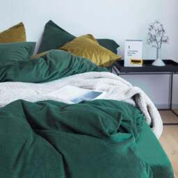 Rackhams ST254 Velvet Duvet Cover + Bed Sheet + 2 Pillowcases, King - Yellow - thumbnail 3