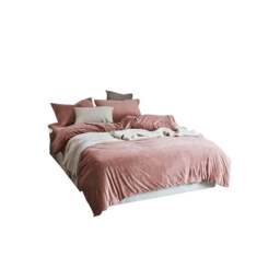 Rackhams ST254 Velvet Duvet Cover + Bed Sheet + 2 Pillowcases, King - Yellow - thumbnail 2