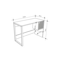 Rackhams Model-4 110(W)cm Computer Desk Oak, Black Wood Workstation PC Work Table Office Gaming Desk Shelf with Black Metal Leg - Oak-Black - thumbnail 6