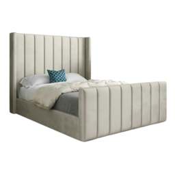 Rackhams Romano Straight Winged Upholstered Soft Velvet Bed Frame - Cream - Silver - Small single - thumbnail 5