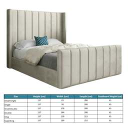 Rackhams Romano Straight Winged Upholstered Soft Velvet Bed Frame - Cream - Silver - Small single - thumbnail 4