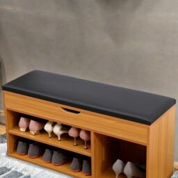 Rackhams Wooden Shoe Storage Bench With Cushioned Seat 90CM - thumbnail 6