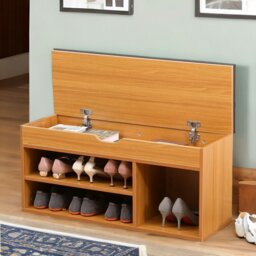 Rackhams Wooden Shoe Storage Bench With Cushioned Seat 90CM - thumbnail 5