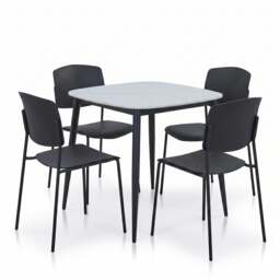 Rackhams Aspen Dining Set - White Sintered Stone Square Table & 4 Academy Dining Chairs - White - thumbnail 2