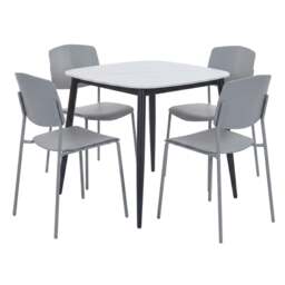 Rackhams Aspen Dining Set - White Sintered Stone Square Table & 4 Academy Dining Chairs - White - thumbnail 4