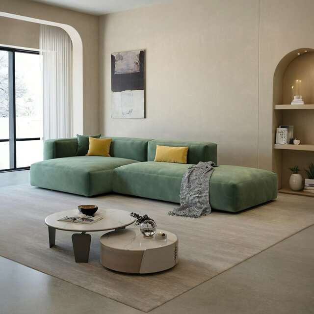 Rackhams Harriet Three Seater, Four Seater Sofa, Velvet - Five Seater 385cm - Green - image 1