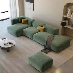 Rackhams Harriet Three Seater, Four Seater Sofa, Velvet - Five Seater 385cm - Green - thumbnail 2
