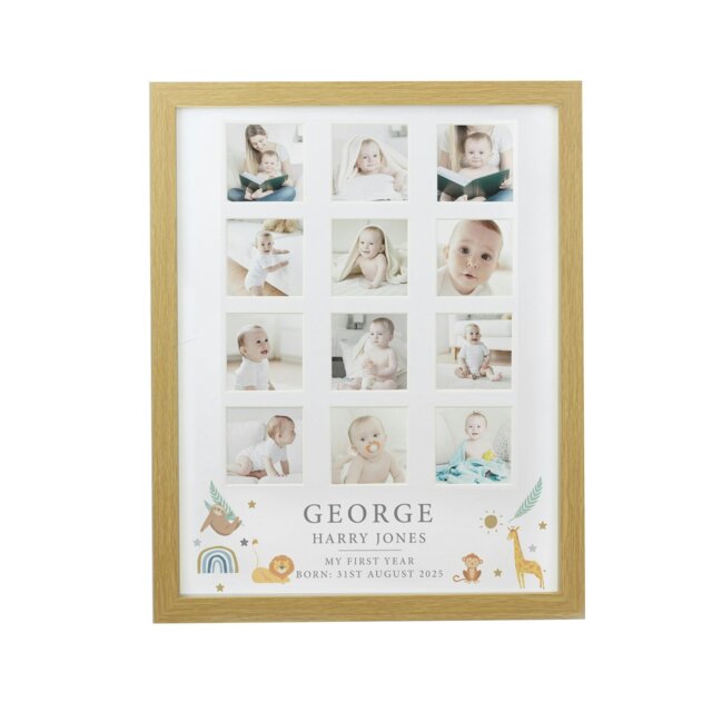 Rackhams Personalised Animals Oak Multi Photo Frame - image 1