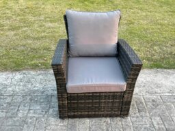 Rackhams High Back Rattan Arm Chair Patio Outdoor Garden Furniture With Cushion