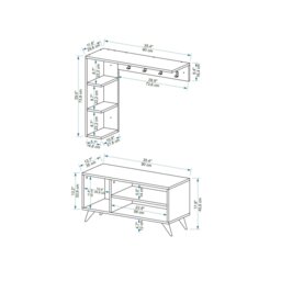 Rackhams Hallway Coat Rack with Shelves Cassia - Light Walnut & Anthracite - thumbnail 5