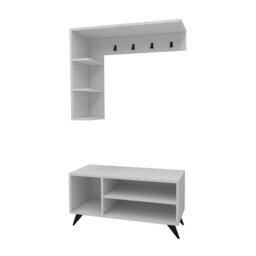 Rackhams Hallway Coat Rack with Shelves Cassia - Light Walnut & Anthracite - thumbnail 6