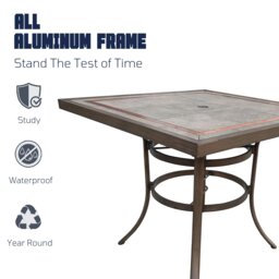 Rackhams 5 Piece Patio Dining Set, 4 Seater Swivel Garden Dining Table and Chair Set with Tesling Swivel Chairs - 4 Seater - thumbnail 3