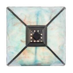 Rackhams Emerald Green and Teal Mix Tiffany Glass Table Lamp with Black Base - thumbnail 5