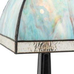 Rackhams Emerald Green and Teal Mix Tiffany Glass Table Lamp with Black Base - thumbnail 6